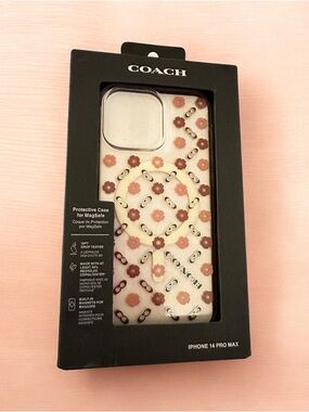 COACH Pink & Brown Floral MagSafe iPhone 14 Pro Max Case